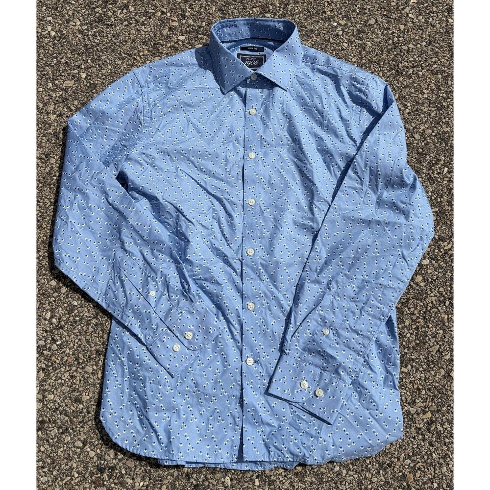 Men's Jos. A Banks Slim Blue Long Sleeve Button Up Short, Medium